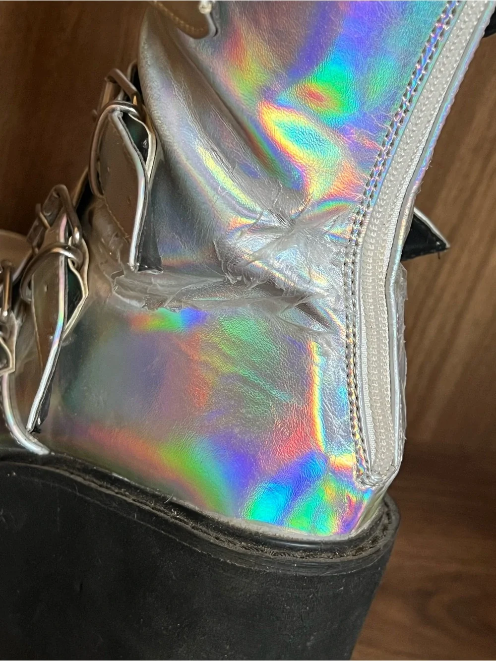 Demonia Swing 230 Holographic Platform Boots